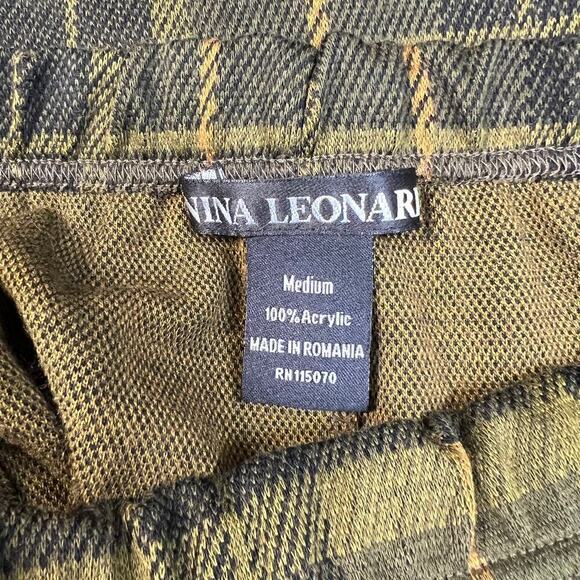 Nina Leonard 2 Skirts and 1 Shawl Olive Plaid Medium Blanket Knit - Picture 4 of 12